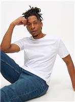 Mercerised White Crew Neck T-Shirt L