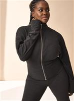 REAKTIV Charcoal Soft Touch Yoga Co-ord Funnel Neck Zip-Through L