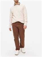 Brown Washed Straight Leg Trousers 34S