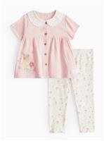 Peter Rabbit Pink Top & Floral Leggings Set 3-6 months