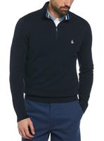 ORIGINAL PENGUIN Sticker Pete 1/4 Zip Cotton Jumper In Navy S