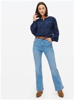 Mid Rinse Denim Slim Flared Jeans 10S
