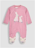 JOJO MAMAN BÉBÉ Bunny Applique Zip Sleepsuit Up To 3 mths