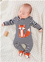 JOJO MAMAN B&Eacute;B&Eacute; Fox Applique Zip Sleepsuit Newborn