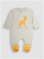 JOJO MAMAN BÉBÉ Giraffe Applique Zip Sleepsuit 3-6 months