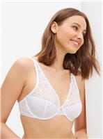 White Floral Lace Apex Plunge Bra 38C