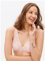 Pink Floral Lace Underwired Bra 38D