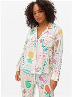 Cream Fruit Stamp Print Traditional Pyjamas 14