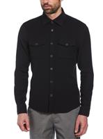 ORIGINAL PENGUIN Long Sleeve Double Pocket Overshirt In Black XS