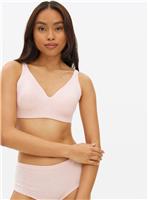 Cottonform Pink Ribbed Plunge Bra 36A