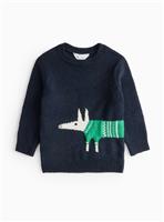 Tu X Scion Christmas Navy Mr Fox Knitted Jumper 1 year