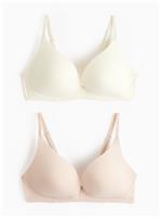 Cream & Beige Plunge Bra 2 Pack 36C
