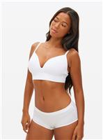 White Ribbed Non-Wired Seamless Bra S