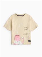 Gandhi Beige Character Print T-Shirt 3-4 years