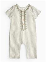 Green Stripe Linen Blend Romper 9-12 months