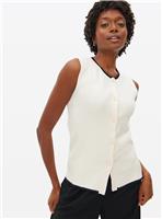 Cream Contrast Tipped Co-ord Vest L
