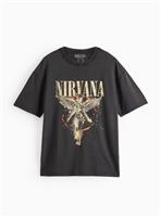 Nirvana Washed Charcoal Graphic Print T-Shirt XXXL