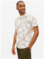 Cream Leaf Print T-Shirt XL