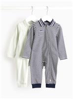 Green & Navy Stripe Collared Rompers 2 Pack 6-9 months