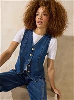 EVERBELLE Mid Washed Denim Waistcoat 8