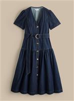 EVERBELLE Dark Denim Belted Midi Dress 6