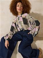 EVERBELLE Patchwork Printed Button Detail Blouse 20
