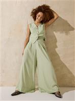 EVERBELLE Green Soft Tailored Co-ord Wide Leg Trousers 6