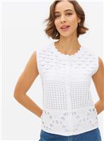 White Mixed Stitch Crochet Tank M