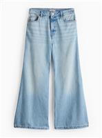 Petite Light Denim Palazzo Flared Jeans 10