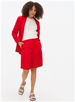 Red Linen Blend Bermuda Co-ord Shorts 16