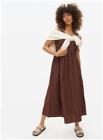 Brown Crochet Trim Sleeveless Midi Dress 14