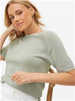 Pale Green Linen Blend Fine Knit T-Shirt 18