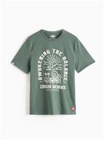 UNION WORKS Green Wave Graphic Crew T-Shirt M