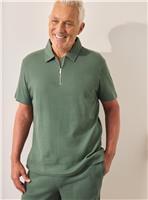 UNION WORKS Green Textured Co-ord Polo Shirt XXXXL