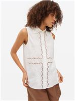 White Broderie Detail Sleeveless Shirt 18