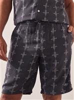 UNION WORKS Charcoal Printed Textured Co-ord Shorts 40