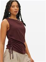 Brown Gathered Side Sleeveless Top 10