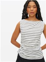 Mono Stripe Gathered Side Sleeveless Top 12