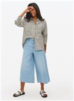 Bleach Washed Light Denim Culottes 16