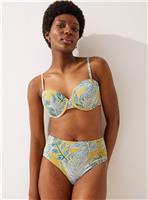 Yellow Leaf Printed Full Bikini Bottoms 14