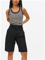 Black Linen Blend Bermuda Co-ord Shorts 16