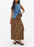 Brown Leopard Printed Midaxi Slip Skirt 20
