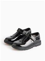 ToeZone Black Patent T-Bar Glitter Heart Shoes 11 Infant