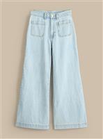 EVERBELLE Light Denim Patch Pocket Wide Leg Jeans 16
