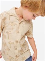 Beige Palm Print Resort Shirt 2-3 years