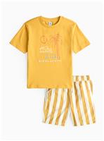 Yellow T-Shirt & Stripe Shorts Set 1-2 years