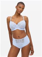 DD+ Blue Floral Lace Mesh Underwired Bra 42G