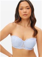 Blue Floral Lace Underwired Balcony Bra 38E