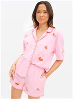 Pink Embroidered Poplin Traditional Pyjamas 14