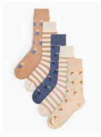 Neutral Safari Theme Ankle Socks 5 Pack 6-8.5